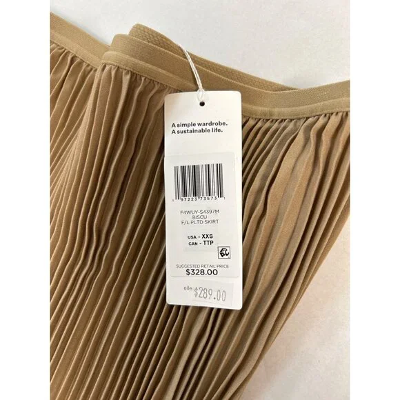 EILEEN FISHER Pleated Wool-Silk Midi Skirt Biscuit NWT - Picture 6 of 8